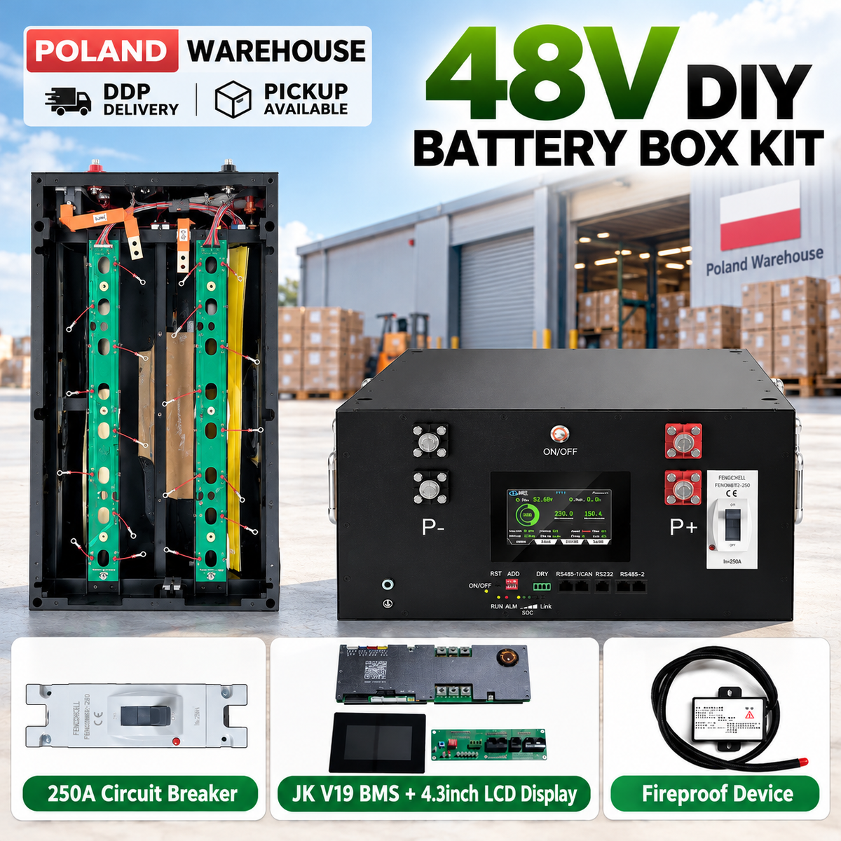 EU STOCK 48V 280ah/314AH DIY BOX with JK BMS (No cells)