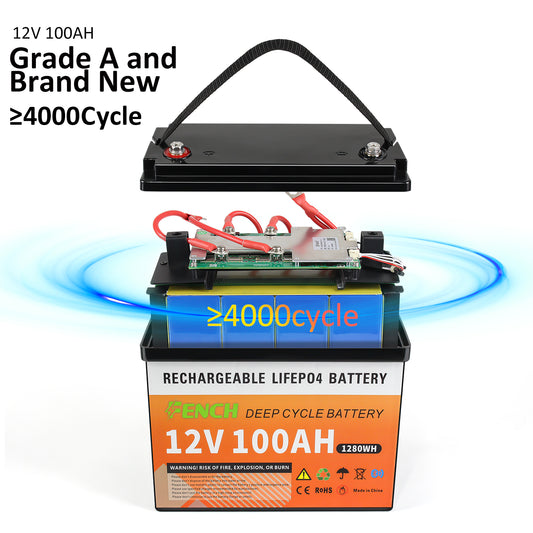PL Stock Lifepo4 12V 100AH Rechargeable LiFePO4 Battery Built-in BMS