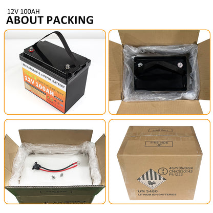PL Stock Lifepo4 12V 100AH Rechargeable LiFePO4 Battery Built-in BMS