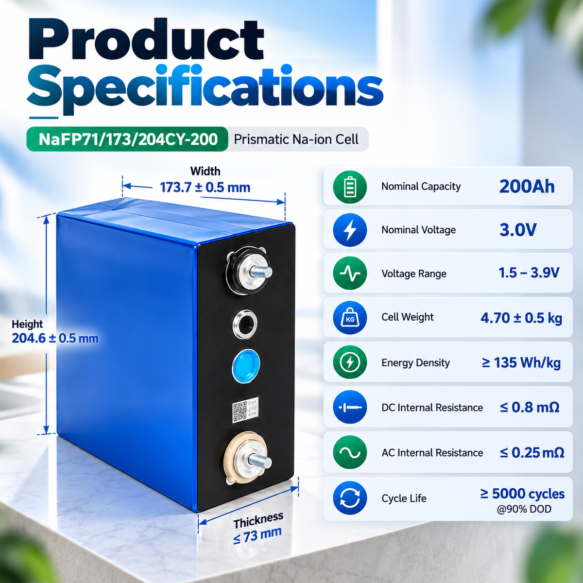 NA 210Ah Sodium-Ion Battery Cell – Poland Stock | EU Fast Delivery