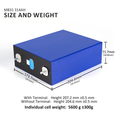 PL Stock 3.2V 314Ah LiFePO4 Battery Cells with M6 Terminal for Solar Energy Storage 8000 Cycles Original QR-Code Hot Selling