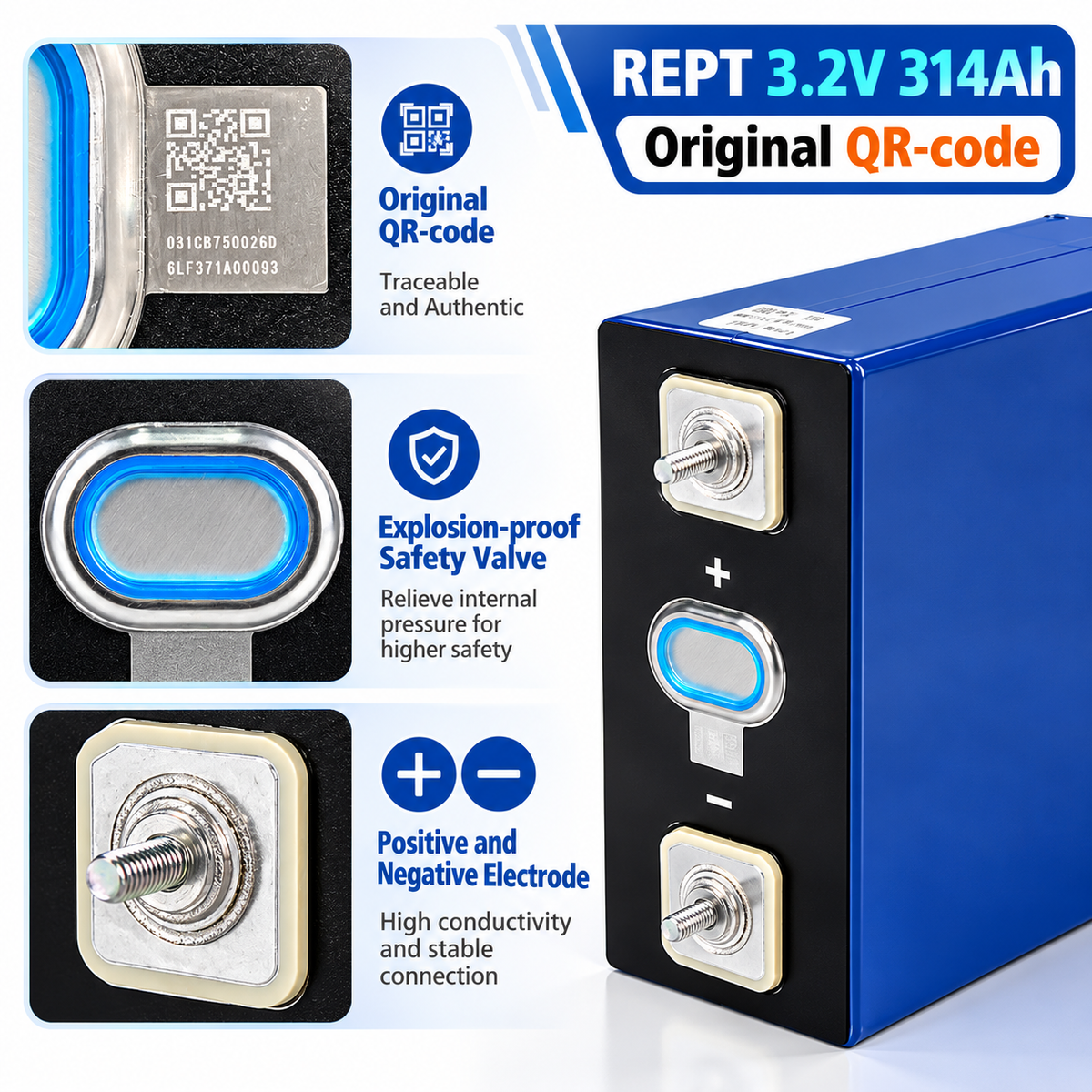 PL Stock DDP Lithium Lifepo4 REPT 3.2V 314Ah Prismatic Lifepo4 Battery Cell 3.2v Akku
