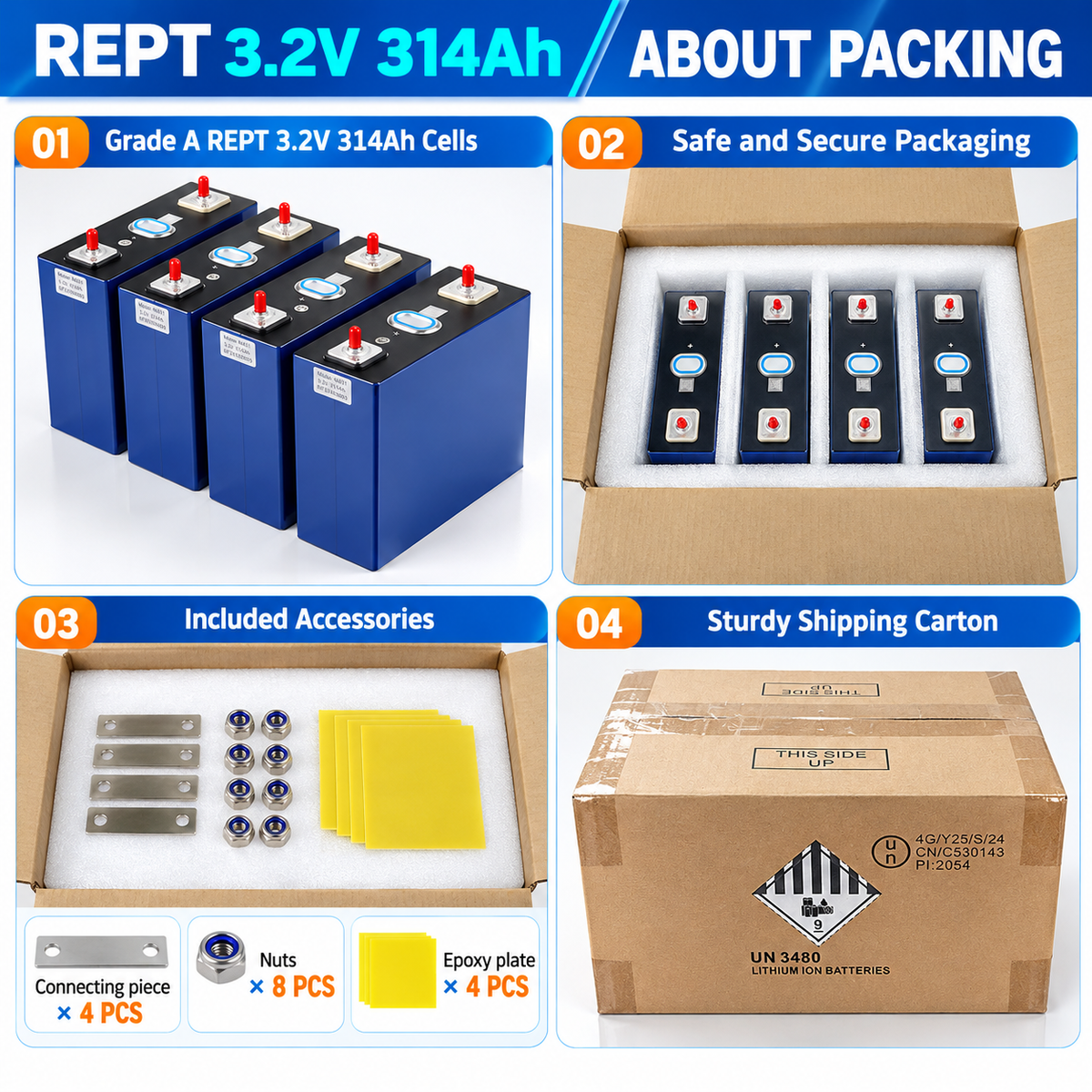 PL Stock DDP Lithium Lifepo4 REPT 3.2V 314Ah Prismatic Lifepo4 Battery Cell 3.2v Akku